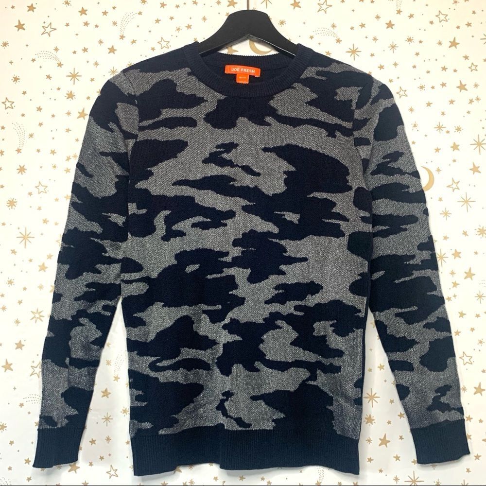 NEW Joe Fresh Blue Camouflage Sweatshirt Size XS